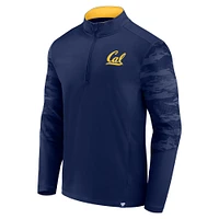 Men's Fanatics Navy Cal Bears Ringer Quarter-Zip Top