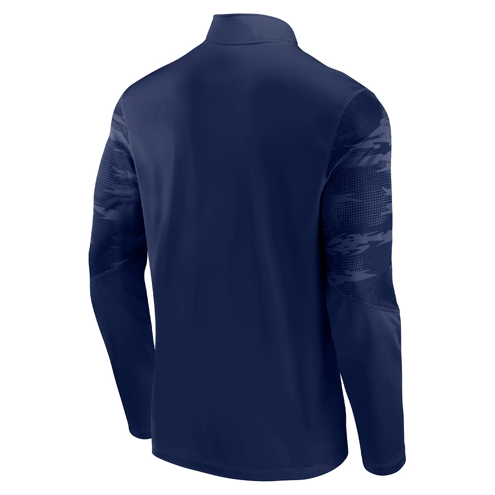 Men's Fanatics Navy Cal Bears Ringer Quarter-Zip Top