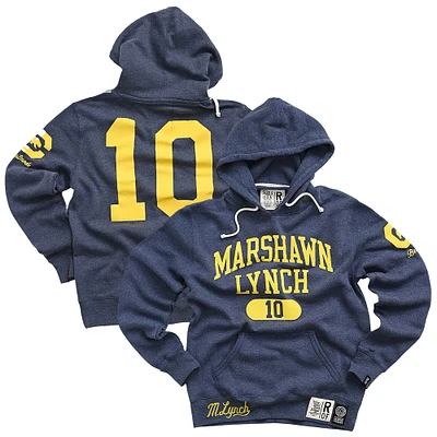 Men's Roots of Fight Marshawn Lynch Navy Cal Bears Name & Number Tri-Blend Pullover Hoodie