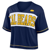 Women's Fanatics Navy Cal Bears Home Team Bold Fashion Modest V-Neck Cropped T-Shirt