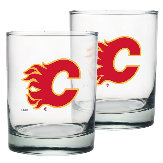 Paquet de 2 Flames de Calgary 13,5 oz. Ensemble de verres Rocks