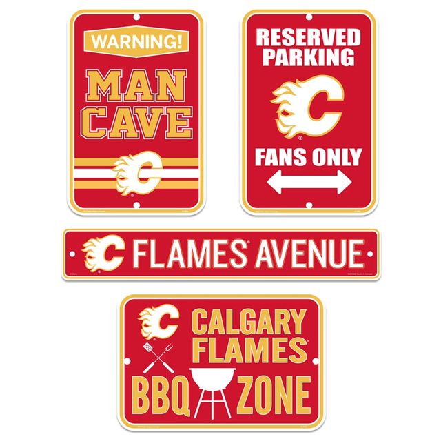 Enseigne d'éventail 4 pièces des Flames de Calgary - Ensemble