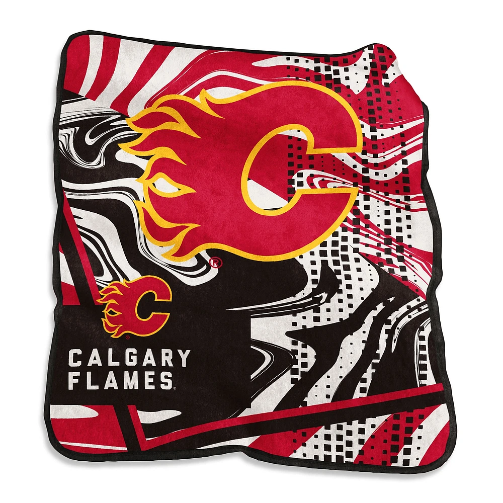 Couverture à jet tourbillon Raschel des Flames de Calgary, 50 po x 60 po
