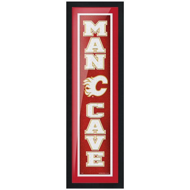 Flames de Calgary 6'' x 22'' Man Cave encadré - Oeuvre