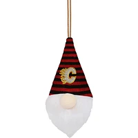 FOCO Calgary Flames Plush Striped Hat Gnome - Ornament