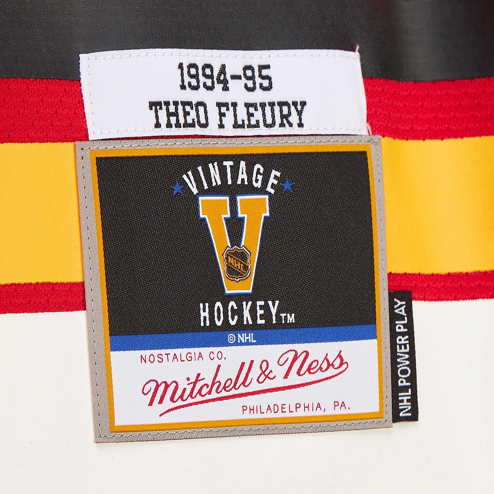 Men's Mitchell & Ness Theoren Fleury Black Calgary Flames 1994/95 Alternate Captain Power Play Throwback Jersey