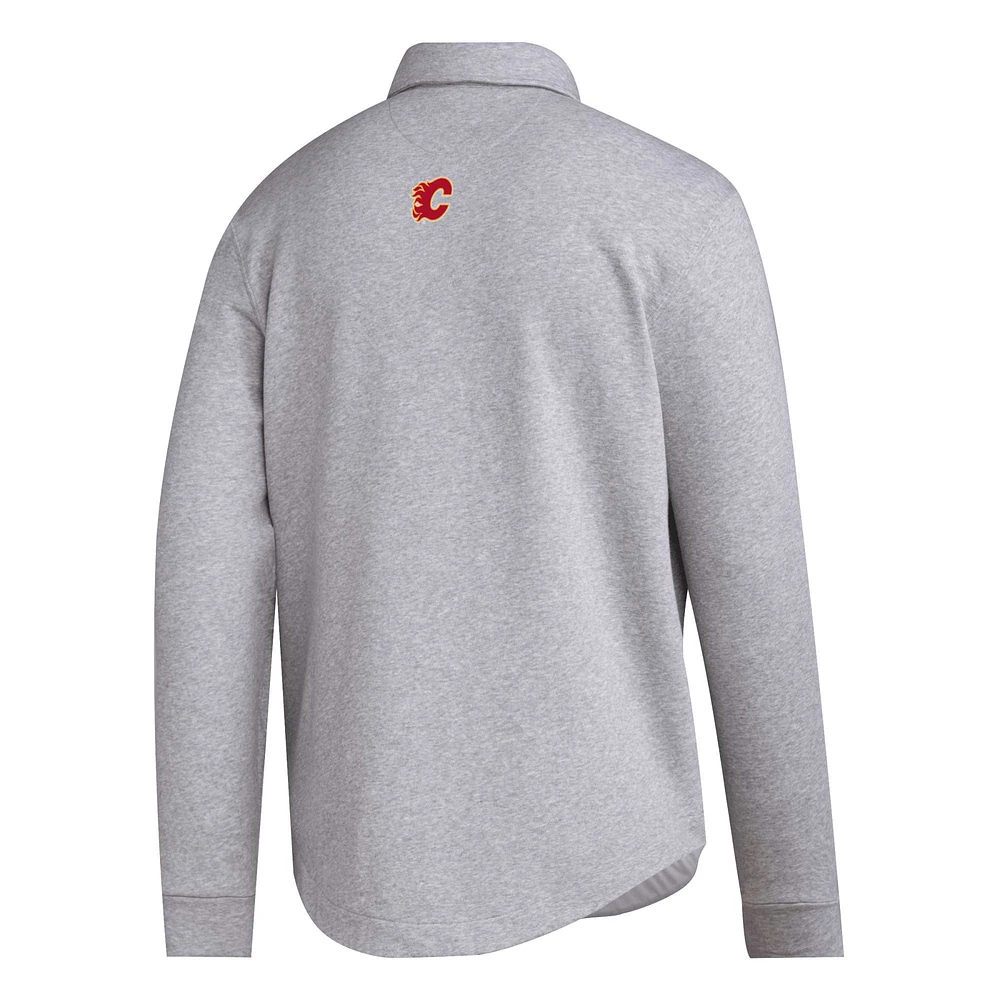 Veste à capuche boutonnée Unitefit des Flames de Calgary adidas pour hommes, gris