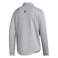 Veste à capuche boutonnée Unitefit des Flames de Calgary adidas pour hommes, gris