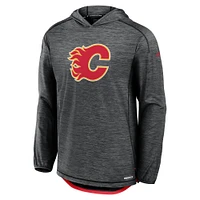 Men's Fanatics  Black Calgary Flames Authentic Pro Rink Lightweight Pullover Hoodie