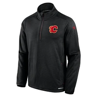 Men's Fanatics  Black Calgary Flames Authentic Pro Rink Lightweight Quarter-Zip Sweatshirt