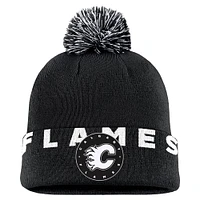 Men's Fanatics Black Calgary Flames High Stick Cuffed Knit Hat with Pom