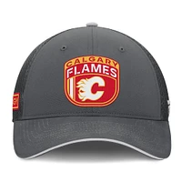 Men's Fanatics Gray Calgary Flames Authentic Pro Home Ice Trucker Adjustable Hat