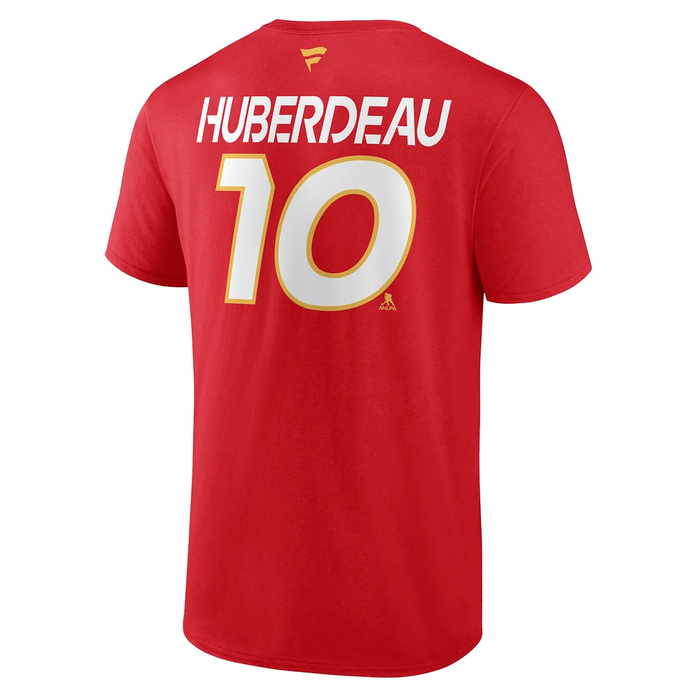 Men's Fanatics Jonathan Huberdeau Red Calgary Flames Authentic Pro Prime Name & Number T-Shirt