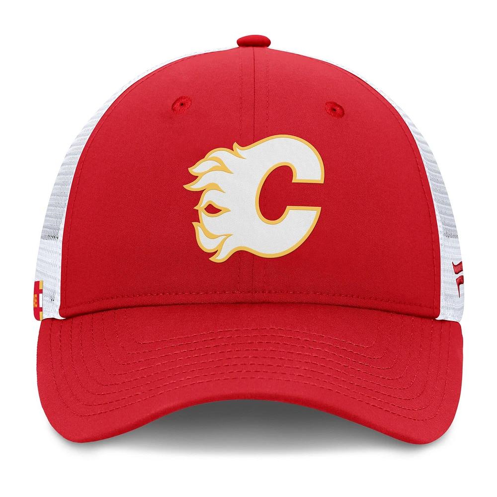 Men's Fanatics Red/White Calgary Flames Authentic Pro Rink Adjustable Hat