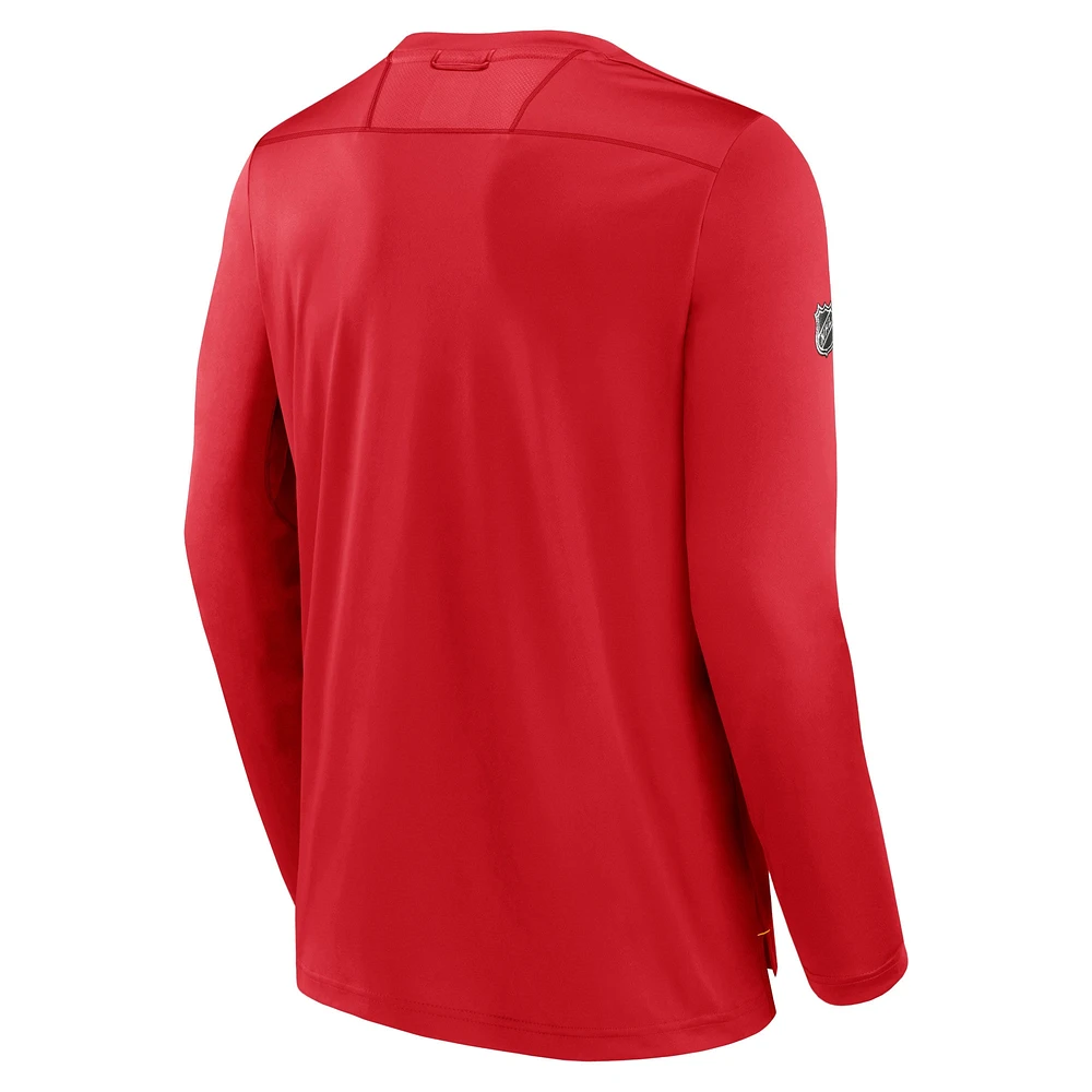 Men's Fanatics  Red Calgary Flames Authentic Pro Long Sleeve T-Shirt