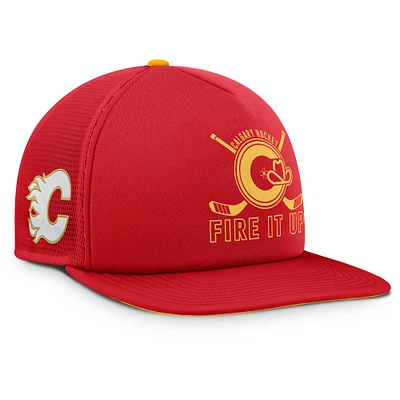 Casquette Snapback authentique Pro Rink des Flames de Calgary pour hommes Fanatics Red