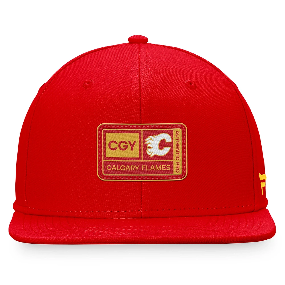 Men's Fanatics Red Calgary Flames Authentic Pro Training Camp Snapback Hat
