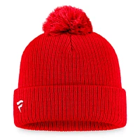 Men's Fanatics Red Calgary Flames Core Primary Logo Cuffed Knit Hat with Pom