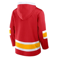 Men's Fanatics Red Calgary Flames Inside Line Fleece Pullover Hoodie