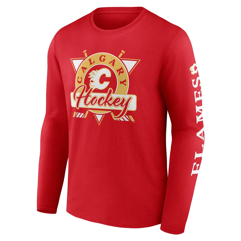 Men's Fanatics Red Calgary Flames Rinkside Long Sleeve T-Shirt