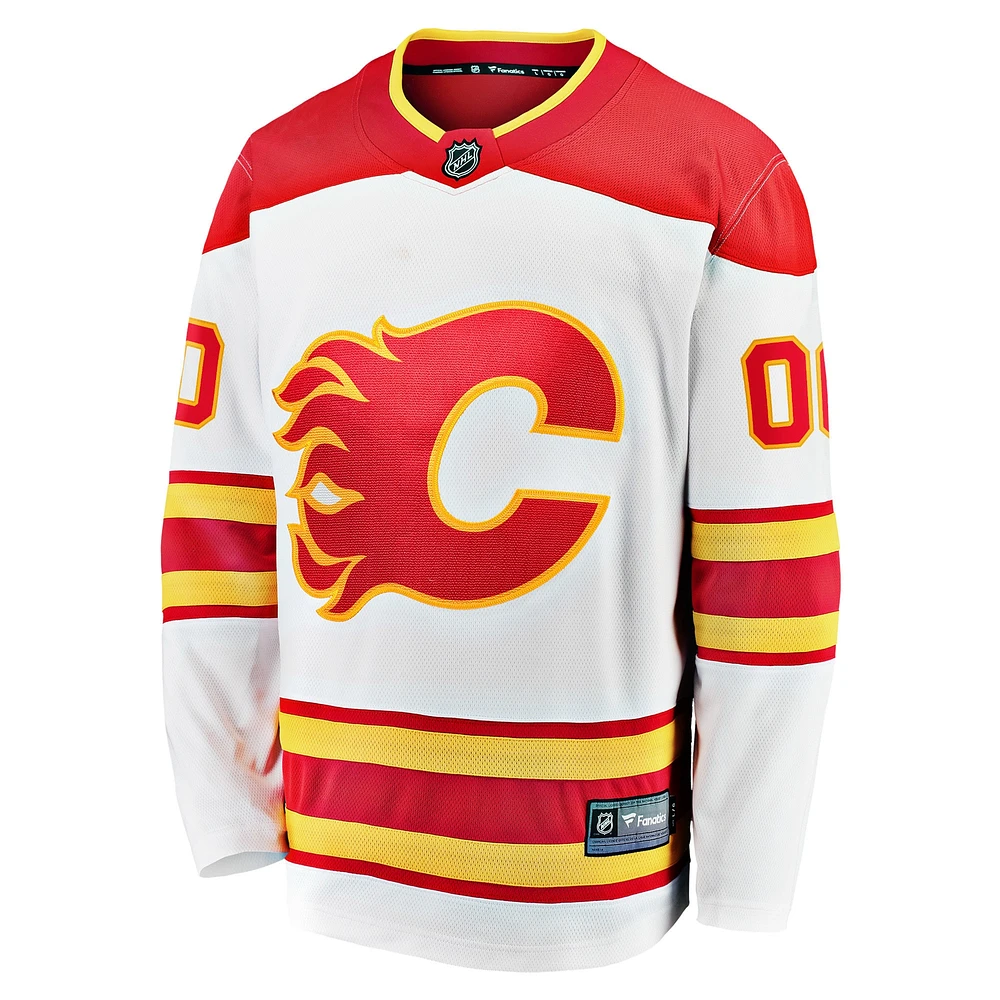 Men's Fanatics White Calgary Flames Away - Premier Breakaway Custom Jersey