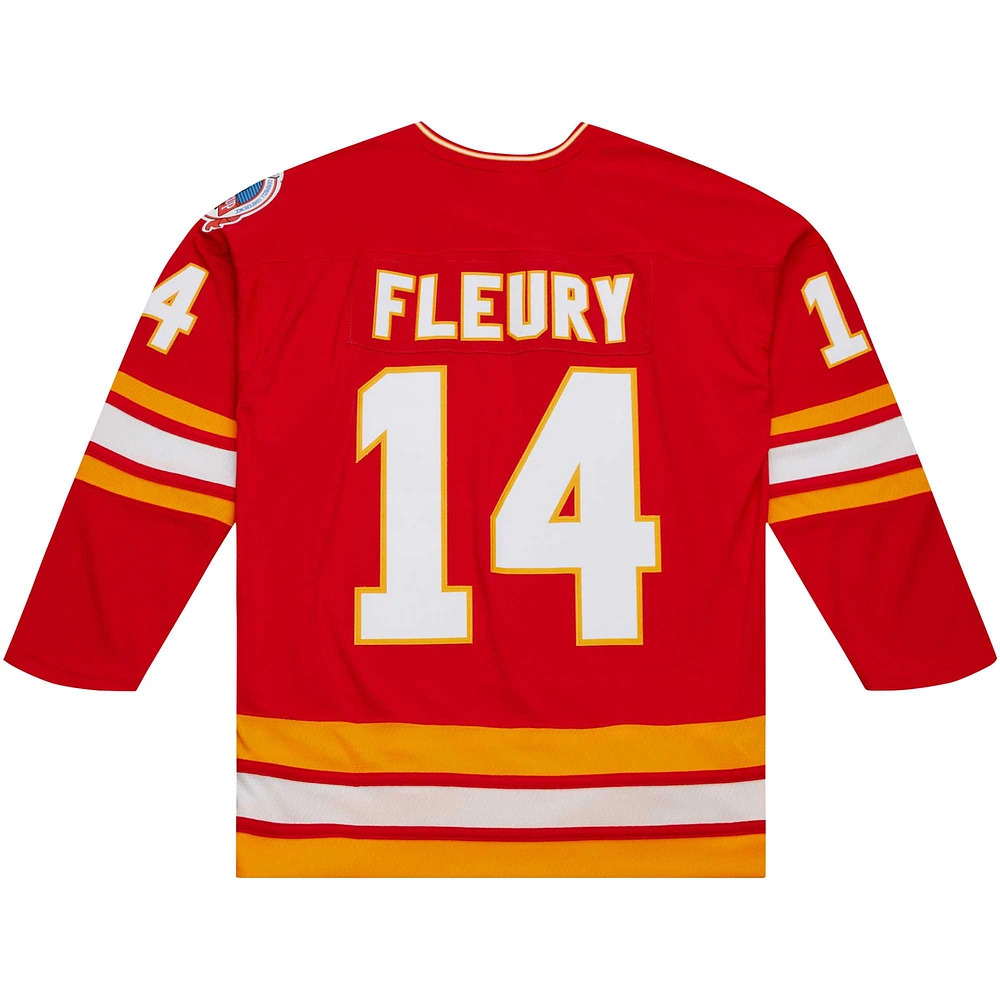 Men's Mitchell & Ness Theoren Fleury Red Calgary Flames  1988/89 Blue Line Player Jersey