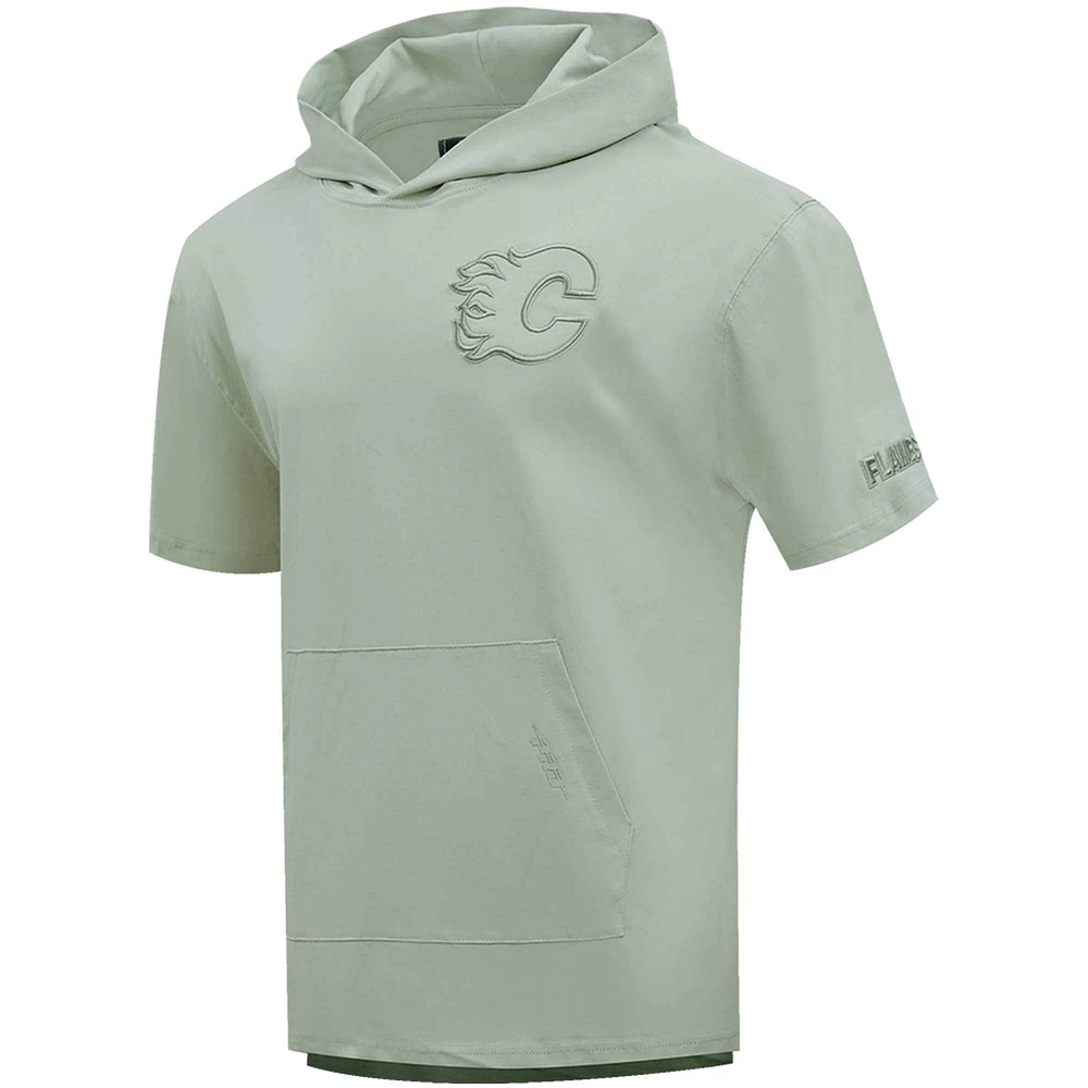 Men's Pro Standard Green Calgary Flames Neutral Short Sleeve Pullover Hoodie