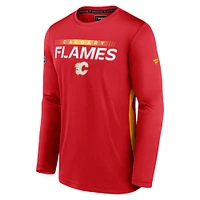 Men's Red Calgary Flames Authentic Pro Rink Performance Long Sleeve T-Shirt