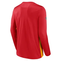 Men's Red Calgary Flames Authentic Pro Rink Performance Long Sleeve T-Shirt