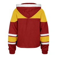 Women's '47 Red Calgary Flames Cropped Superior Lacer Pullover Hoodie