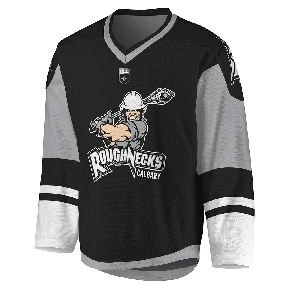 Youth Black/Gray Calgary Roughnecks Sublimated Replica Jersey