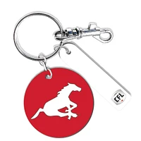 Calgary Stampeders Personalized Leather Round Keychain