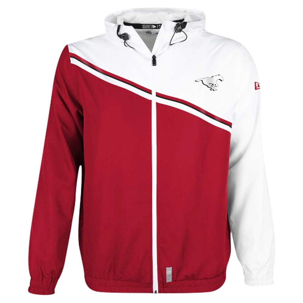 Veste rouge à fermeture éclair intégrale tissée Ripstop des Stampeders de Calgary New Era pour hommes