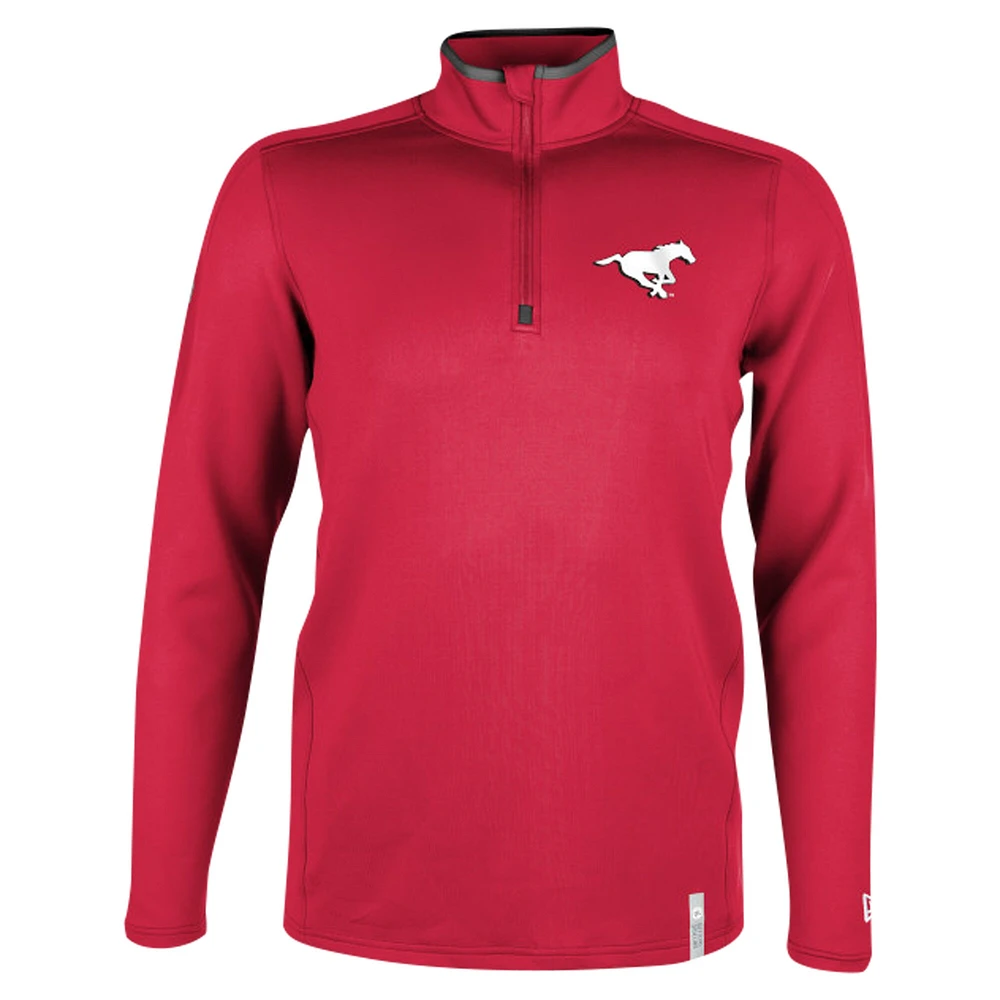Men's New Era Red Calgary Stampeders Sideline Edge Performance Quarter-Zip Top
