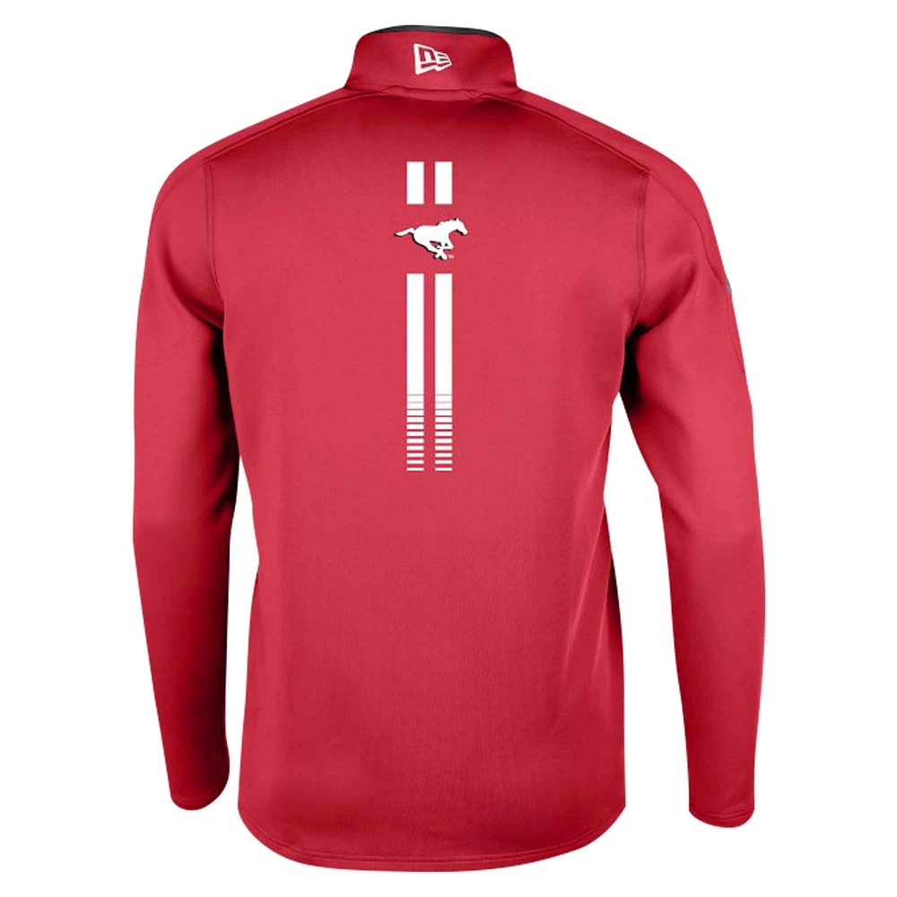 Men's New Era Red Calgary Stampeders Sideline Edge Performance Quarter-Zip Top