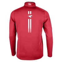 Men's New Era Red Calgary Stampeders Sideline Edge Performance Quarter-Zip Top