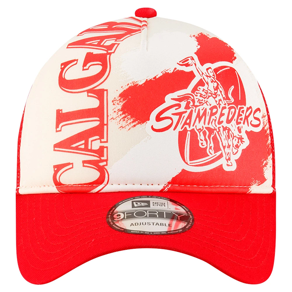 Men's New Era Red Calgary Stampeders Turf Traditions 9FORTY Adjustable Hat