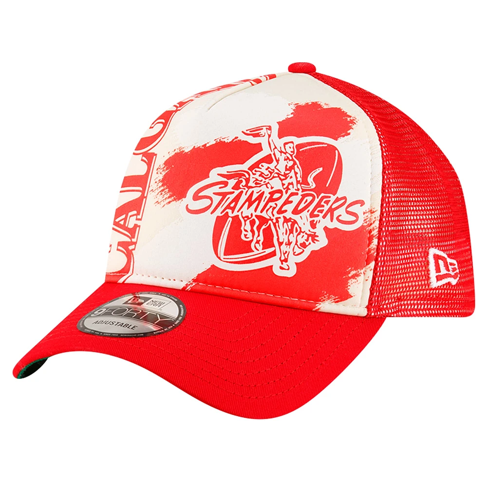 Men's New Era Red Calgary Stampeders Turf Traditions 9FORTY Adjustable Hat