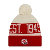 Men's New Era Red Calgary Stampeders Turf Traditions Cuffed Knit Hat with Pom