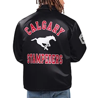 Men's Starter Black Calgary Stampeders Option Route Full-Snap Coaches Jacket