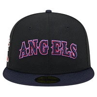 Men's New Era Black California Angels Cooperstown Collection Retro Spring Training 59FIFTY Fitted Hat