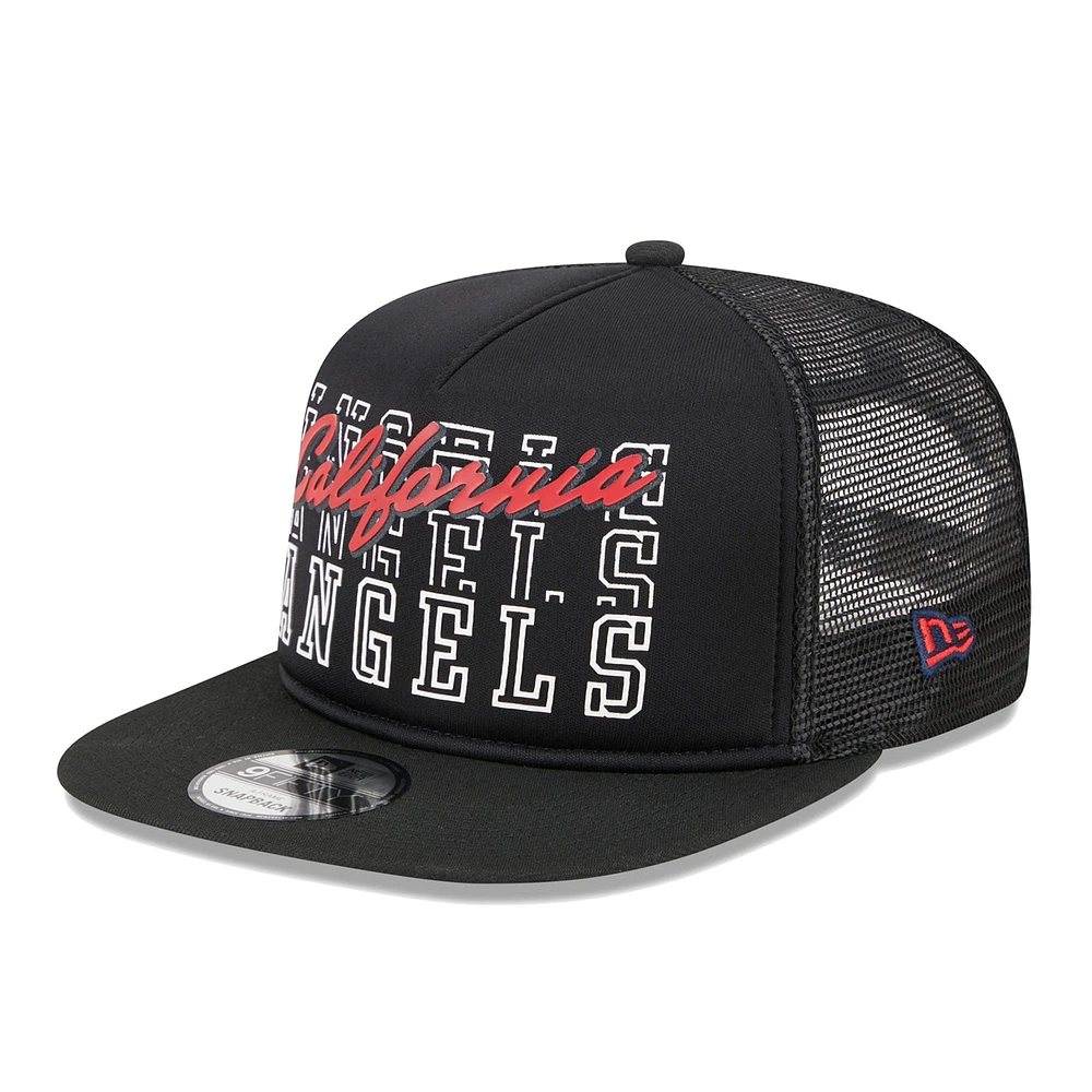 Men's New Era Black California Angels Cooperstown Collection Street Team A-Frame Trucker 9FIFTY Snapback Hat