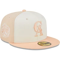 Men's New Era Cream/Pink California Angels Cooperstown Collection Chrome Anniversary 59FIFTY Fitted Hat