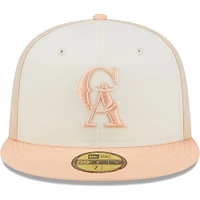 Men's New Era Cream/Pink California Angels Cooperstown Collection Chrome Anniversary 59FIFTY Fitted Hat