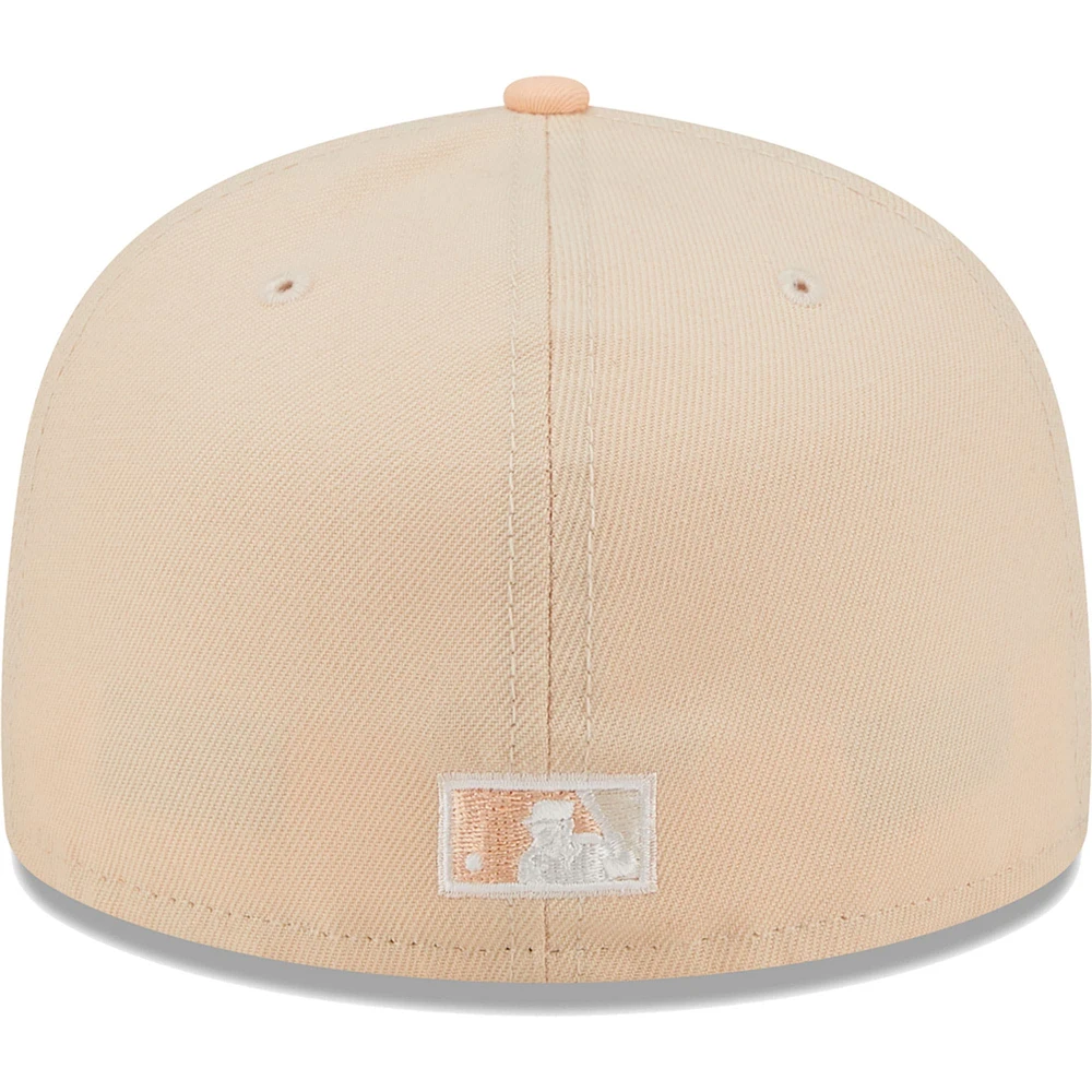 Men's New Era Cream/Pink California Angels Cooperstown Collection Chrome Anniversary 59FIFTY Fitted Hat