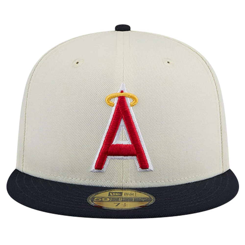 Men's New Era Cream California Angels Cooperstown Collection 1972 Chrome 59FIFTY Fitted Hat