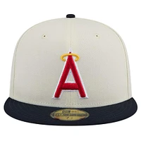 Men's New Era Cream California Angels Cooperstown Collection 1972 Chrome 59FIFTY Fitted Hat