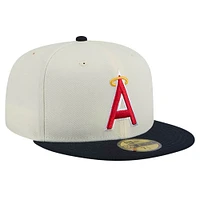 Men's New Era Cream California Angels Cooperstown Collection 1972 Chrome 59FIFTY Fitted Hat
