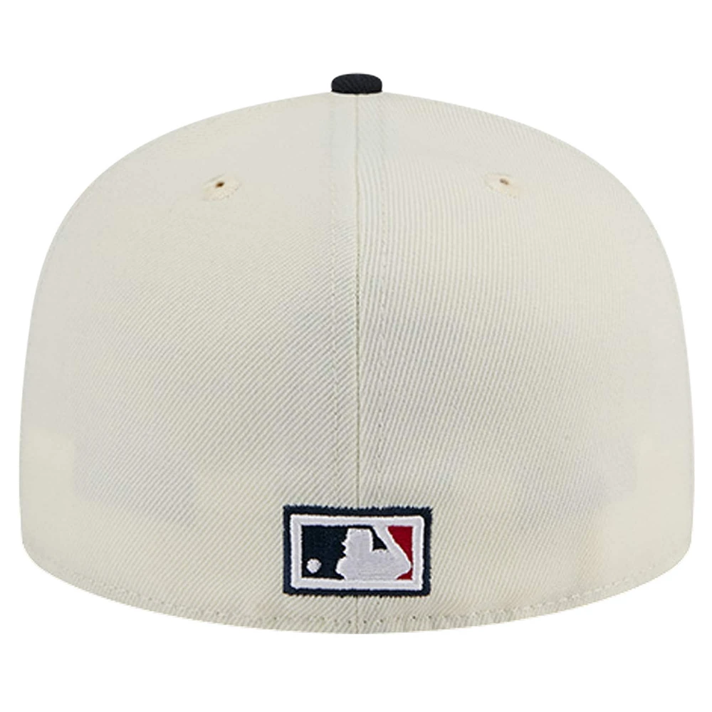 Men's New Era Cream California Angels Cooperstown Collection 1972 Chrome 59FIFTY Fitted Hat