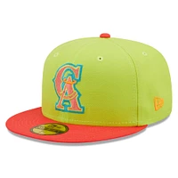 Casquette ajustée New Era California Angels, Los Angeles Angels Cyber ​​Highlighter 59FIFTY vert/rouge pour homme
